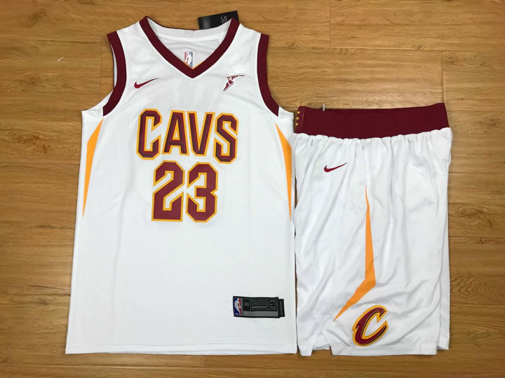Nike Cleveland Cavaliers #23 Lebron James White Swingman Stitched NBA Jersey(With Shorts)